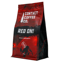 Load image into Gallery viewer, contact coffee co red on high caffeine brew bags