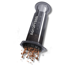 Load image into Gallery viewer, AeroPress XL vertical with coffee extracted