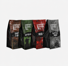 Load image into Gallery viewer, Coffee Bundle: 4 Ground Coffees + T-Shirt | Starter Pack