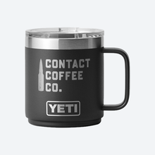 Load image into Gallery viewer, YETI x Contact Coffee Co Rambler 10oz Stackable Mug in black, laser etched Contact Coffee Co logo, front view