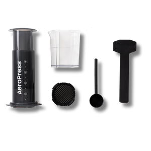 AeroPress XL, AeroPress Carafe, filter cap, scoop and Stirrer