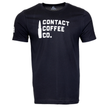 Load image into Gallery viewer, Contact Coffee Co black logo t-shirt front
