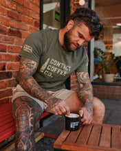 Load image into Gallery viewer, Contact Coffee Camo T-Shirt, Military Green

