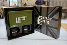 Load image into Gallery viewer, Ammo Tin Coffee Gift Set presentation box open beside the closed Union Jack lid

