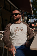 Load image into Gallery viewer, Contact Coffee Baseball Long Sleeve, Cement / Clay - seated outside
