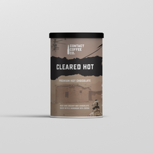 Load image into Gallery viewer, Contact Coffee Co. Cleared Hot premium hot chocolate packaging on a light gray background

