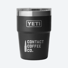 Load image into Gallery viewer, YETI x Contact Coffee Co Rambler 16oz Stackable Cup in black, YETI branding, back view
