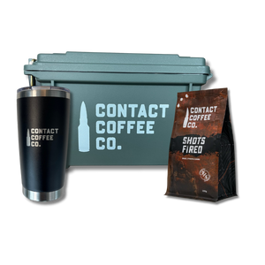 emergency coffee kit - green tin / shots fired